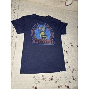 Gap Peanuts Charlie Brown T-Shirt Mens‎ Small Navy Blue Good Graphic Tee